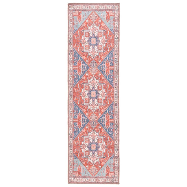 Serapi 2 ft. x 8 ft. Rust/Blue Tribal Serapi Medallion Runner Rug