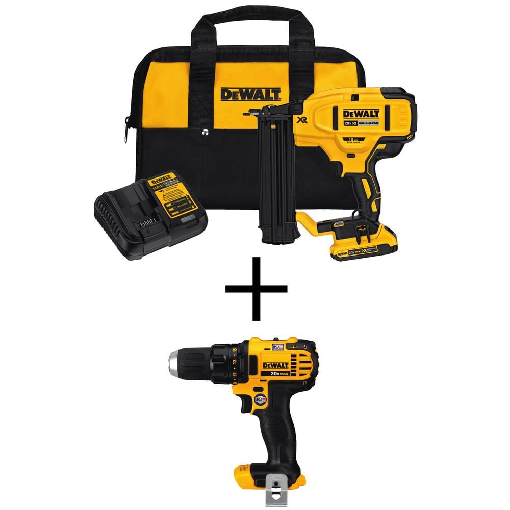 DEWALT 20V MAX XR Lithium-Ion 18-Gauge Cordless Brad Nailer Kit and 20V MAX XR Cordless Compact Drill/Driver DCN680D1w/DCD780B Sansujyuku sansujyuku.com