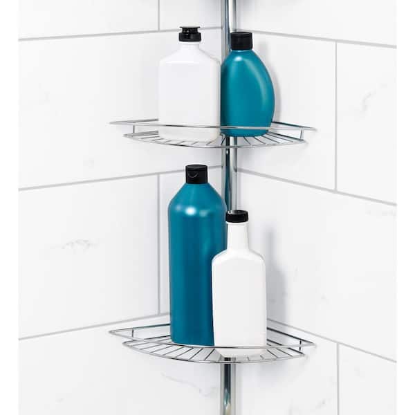 Home Basics Element Shower Caddy in Satin Nickel HDC51541 - The Home Depot
