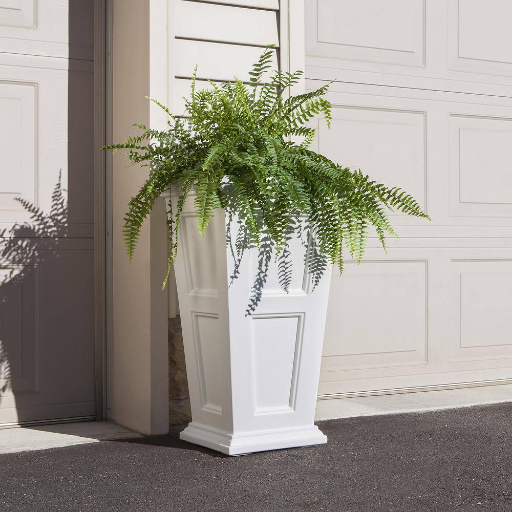 White Tall Polyethylene Outdoor Patio Planter