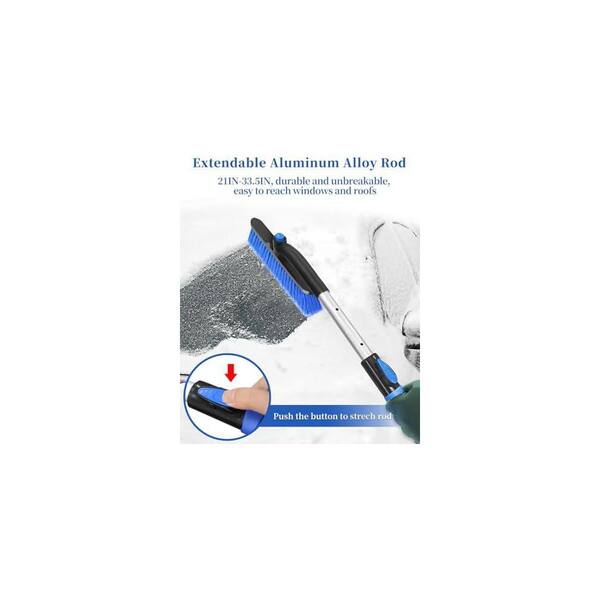Extendable Car Snow Brush With Ice Scraper – Telescopic 33-46 Inch, EVA Grip, Aluminum Shaft (Model C80100)