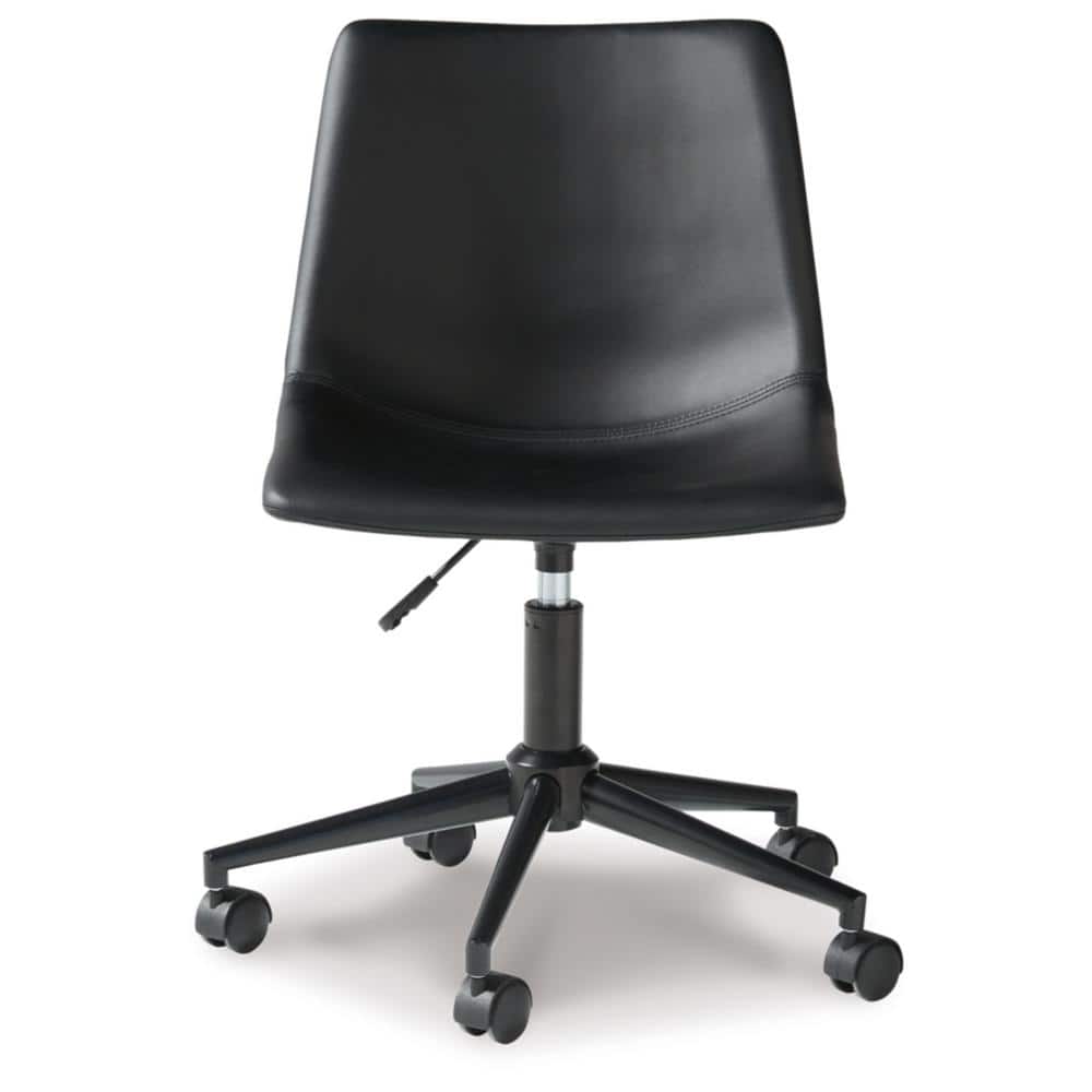 Transitional Black Faux Leather Armless Desk Chair