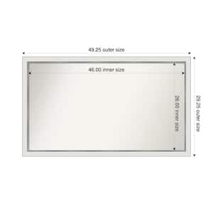 Medium Rectangle Satin White Silver Casual Mirror (29 in. H x 49 in. W)