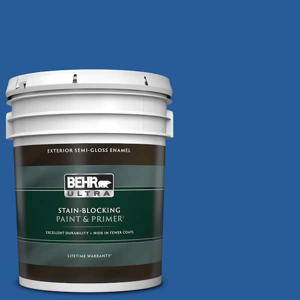 BEHR ULTRA 5 gal. #P510-7 Beacon Blue Semi-Gloss Enamel Exterior Paint & Primer