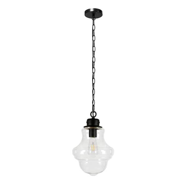 Annie 1-Light Blackened Bronze Pendant with Clear Glass Shade