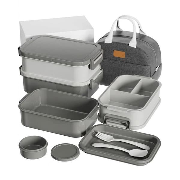 Extra Large Leak-Proof Food-Grade Polypropylene Bento Box with Insulated Canvas Lunch Bag with Lids, 1-Pack