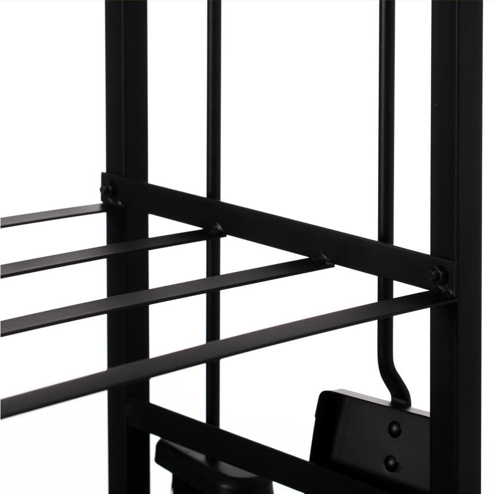Black Iron Outdoor Firewood Log Cart with Tool Rack