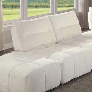 Loanna 43 in. Armless Linen Modular Sofa in Beige Linen