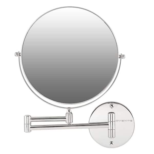OVENTE 13.4 in. x 10.16 in. Modern Round Framed Makeup Vanity Mirror, Polished Chrome