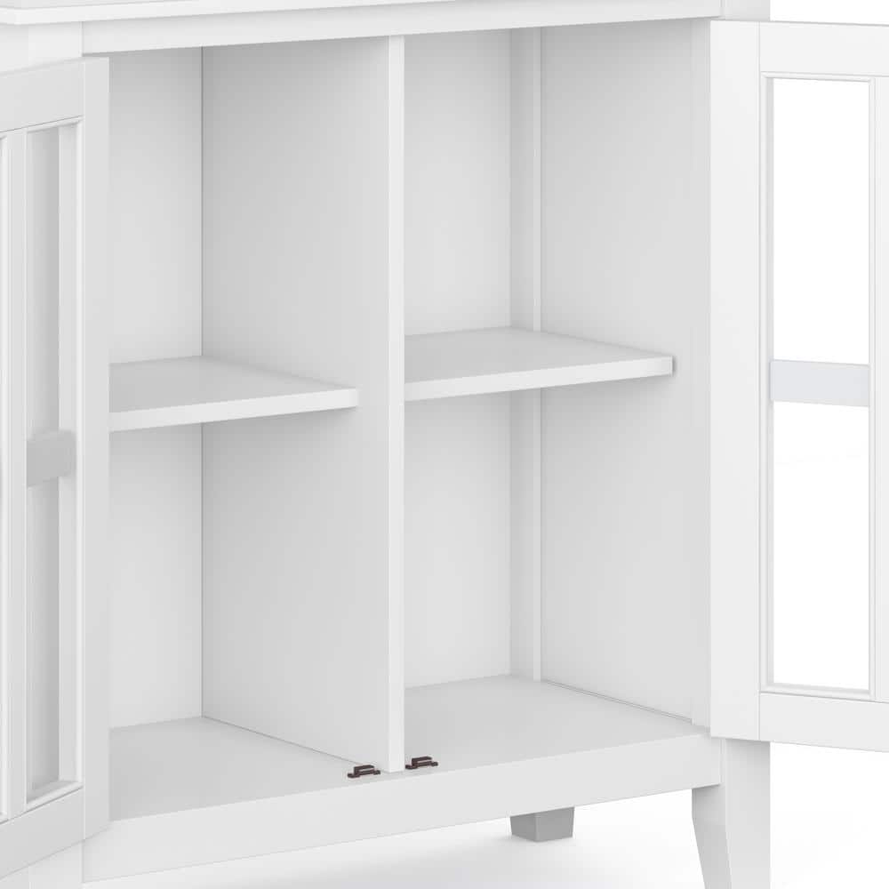 White Solid Wood Office Storage Cabinet with Glass Doors