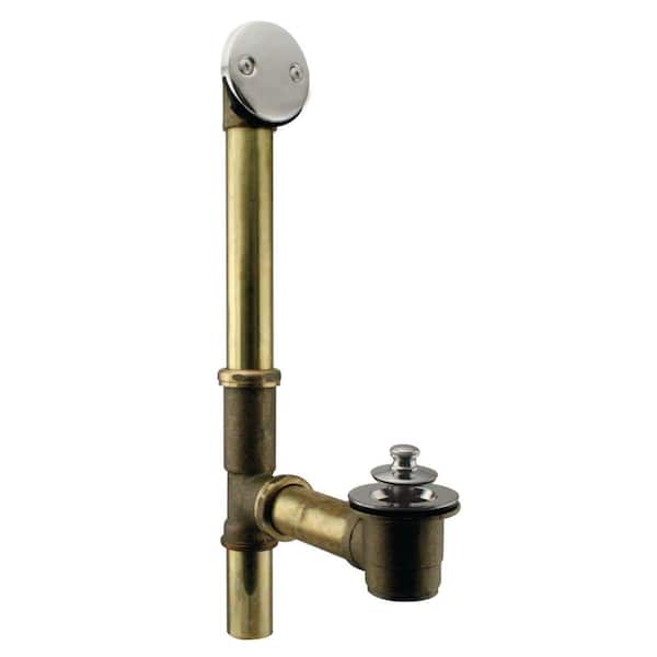 Westbrass Twist and Close Bath Waste and Overflow for 14 in. Maximum Make-Up, Polished Nickel