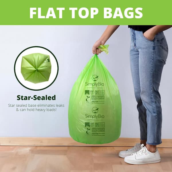 Simply Bio 13 Compostable Trash Bags with Flat Top, Eco
