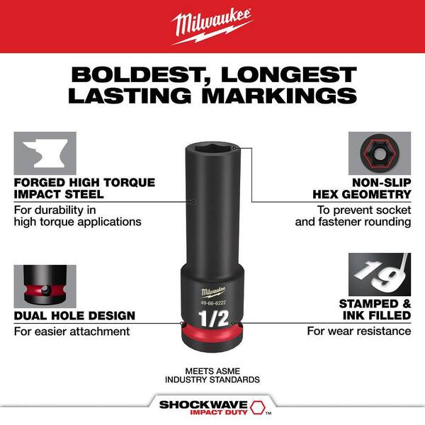 Milwaukee SHOCKWAVE Impact-Duty 3/8 in. Drive SAE Deep Well Impact