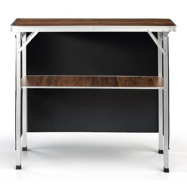 39 in. Brown Rectangle Aluminum Picnic Tables Patio Portable Folding Table