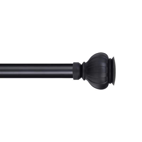 The Haven Collection Rhodes 36 in. - 72 in. Adjustable Single Curtain Rod 1 in. in Soft Iron with Finial