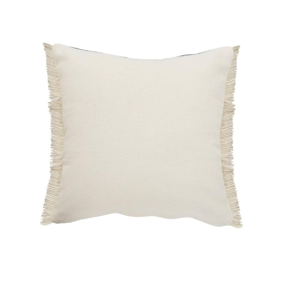 Denim and Tan Coastal Striped Jute Throw Pillow, 20" Square