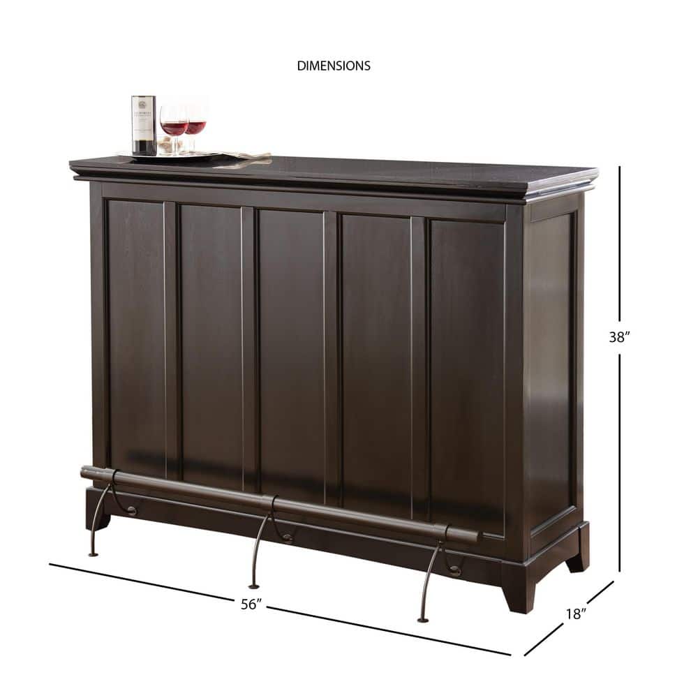 Elegant Ebony Black Counter Height Bar with Scratch-Resistant Top