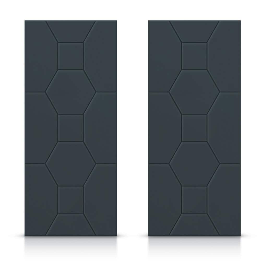 CALHOME 72 in. x 80 in. Hollow Core Charcoal Gray Stained Composite MDF Interior Double Closet Sliding Doors