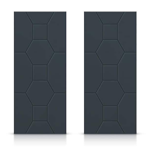 CALHOME 72 in. x 96 in. Hollow Core Charcoal Gray Painted Composite MDF Interior Double Closet Sliding Doors