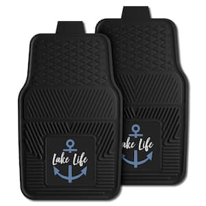 Lake Life Black Mats with Blue Anchor Heavy-Duty Car Mat Set (2-Piece)