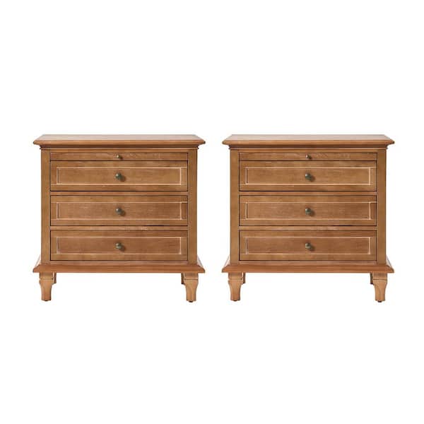 JAYDEN CREATION Julia Acorn 27 in. H Traditional 3-Drawer Solid