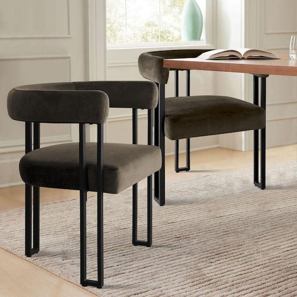 Mink Velvet Upholstered Armchair (Set of 2)