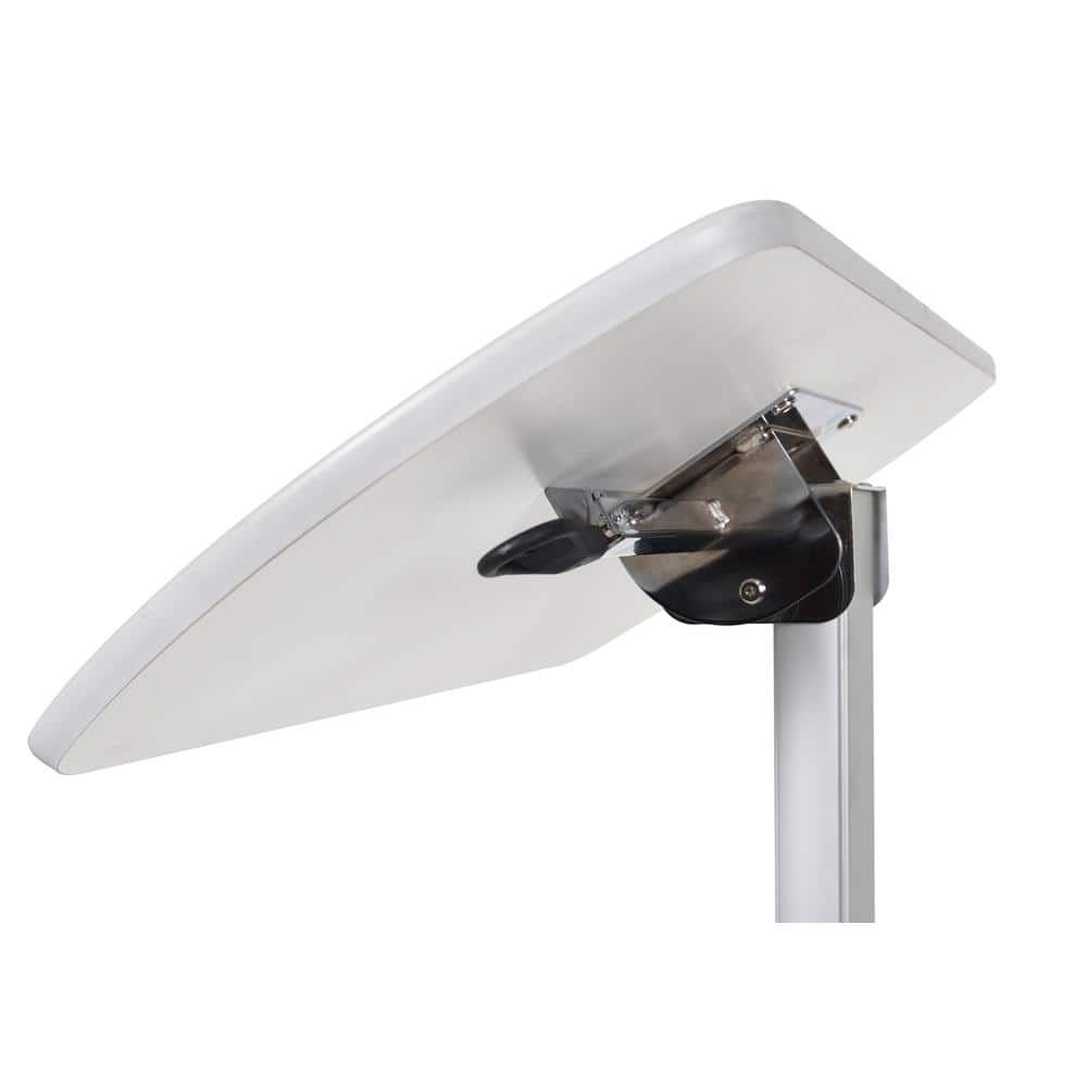 White Adjustable Height Mobile Standing Desk with Pneumatic Foot Pedal