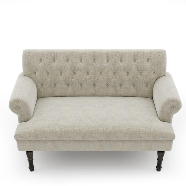 Clihome 58 in. W Chesterfield Linen Loveseat Button Tufted with Round ...
