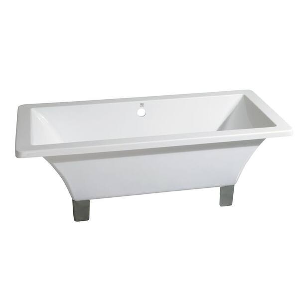 Aqua Eden Modern 67 in. Acrylic Dual Ended Clawfoot Non-Whirlpool Bathtub in White with Square Feet in Brushed Nickel
