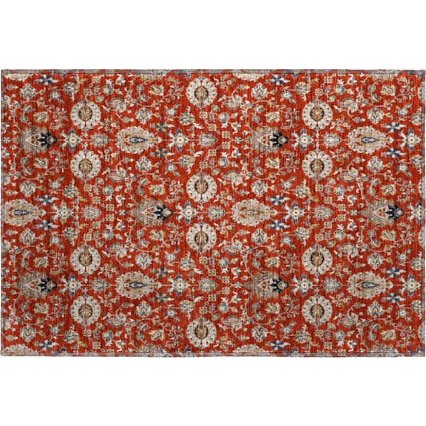 Mayfield Premium Machine Washable Abstract AMF2192 Red 2 ft. x 3 ft. Accent Rug