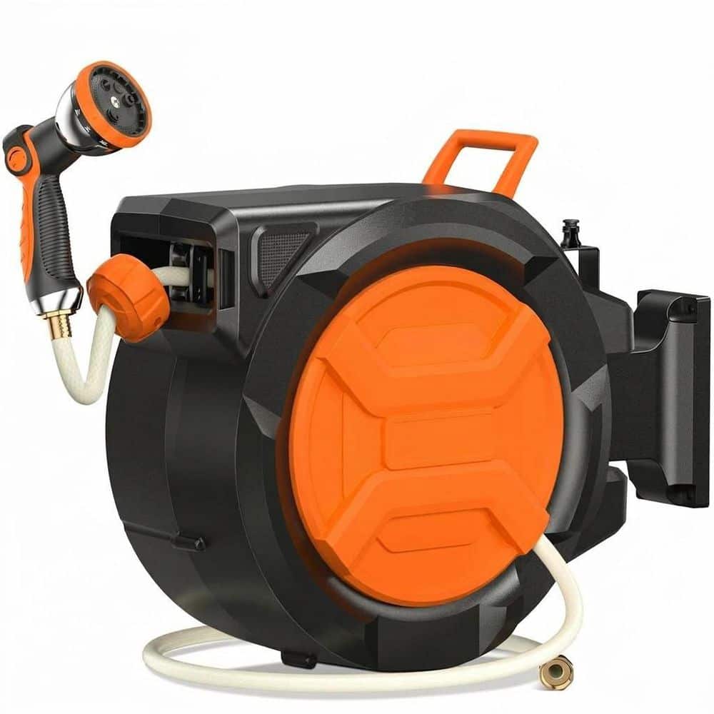 1/2 in. x 100 ft. Heavy-Duty Retractable Garden Hose Reel Auto Rewind Any Length Lock Wall Mount Portable price history on PriceWatchPro
