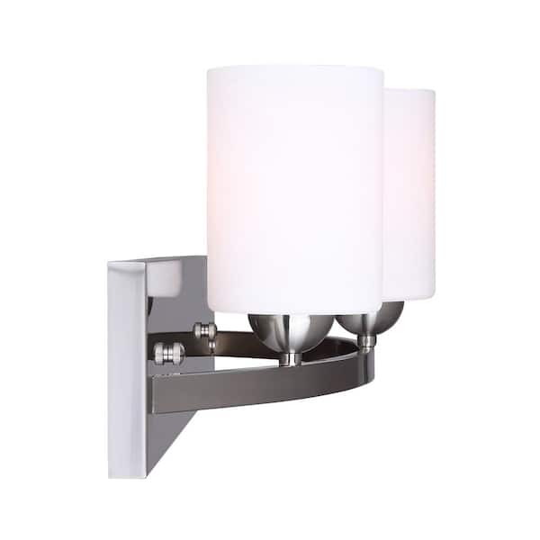 CANARM IVL370A03BPT Hampton 3-Light Bath Vanity Light – Brushed Pewter, White Glass Shades, 24” Wide, Mounts Up Or Down