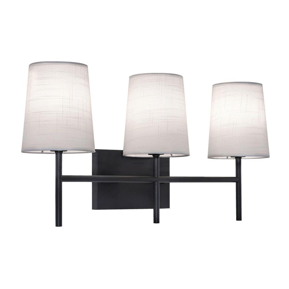 Rose 22 in. 3-Light Black, White Vanity Light with White Fabric Shade price history on PriceWatchPro