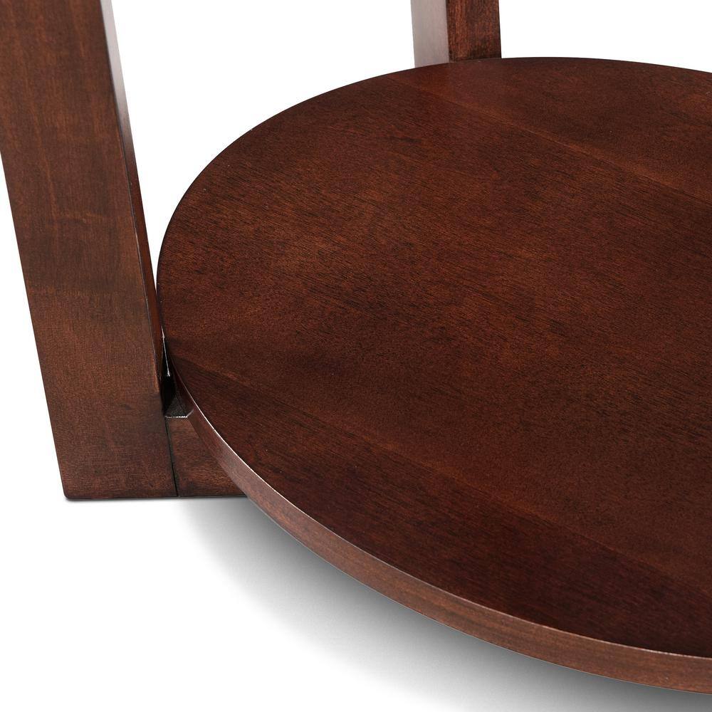 Chocolate Cherry Oval End Table with Lower Shelf