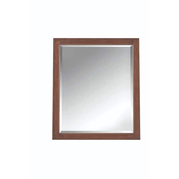 Home Decorators Collection Manor Grove 28 in. W x 32 in. H Rectangular Wood Framed Wall Bathroom Vanity Mirror in Tobacco