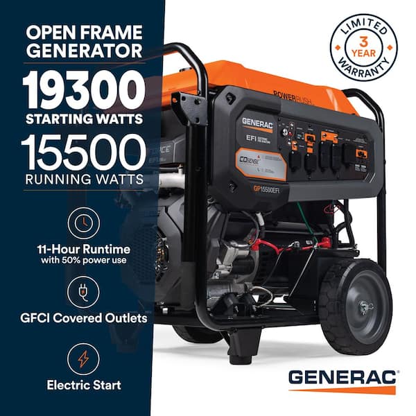 19300 / 15500-Watt Gas Portable Generator with Electric Start - GP15500E