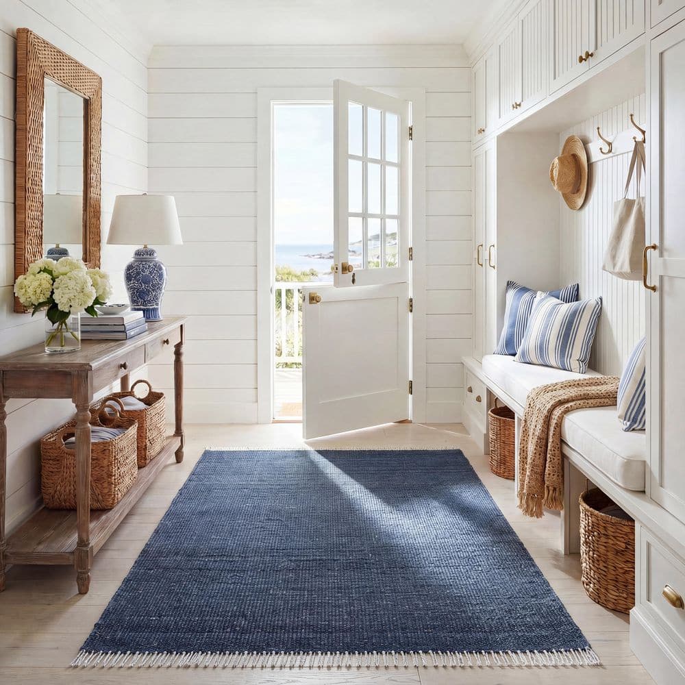 Natural Fiber 2 ft. x 3 ft. Navy Gradient Solid Color Area Rug price history on PriceWatchPro