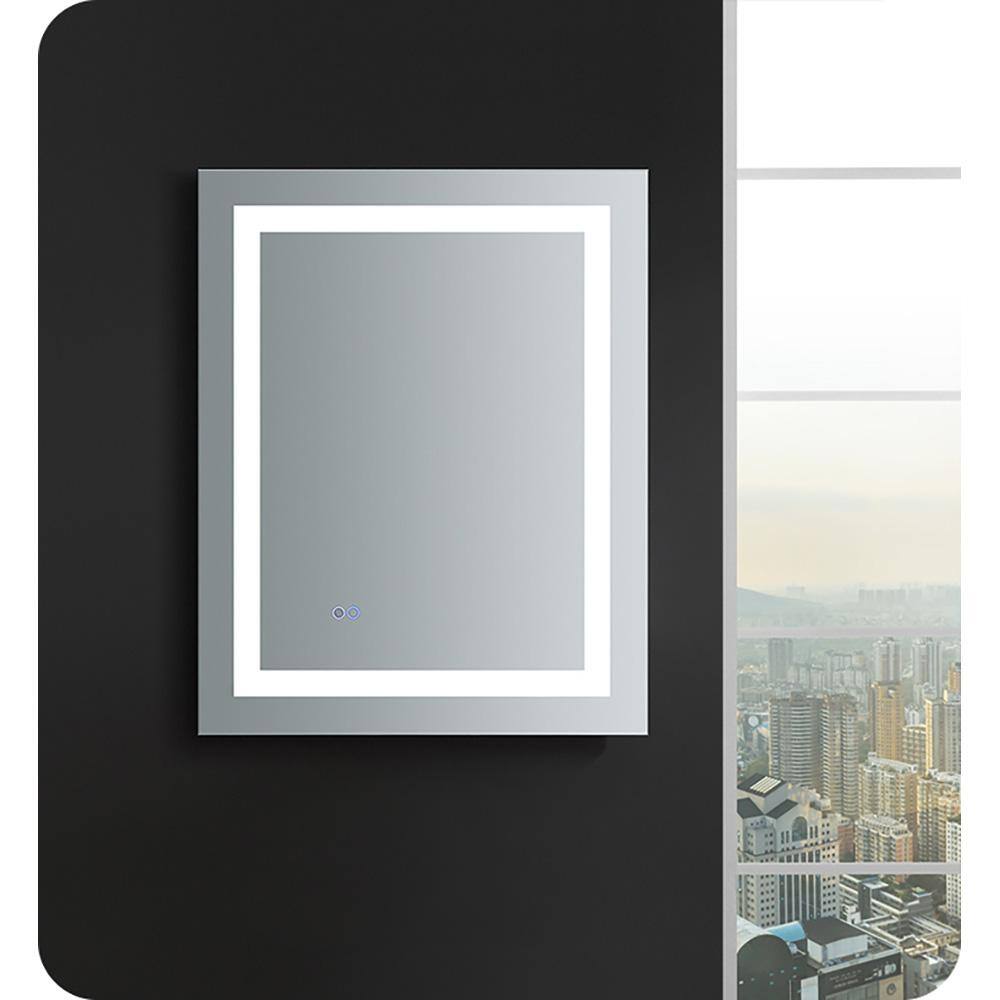 Sleek 24"x30" Transitional LED-Lit Frameless Vanity Mirror