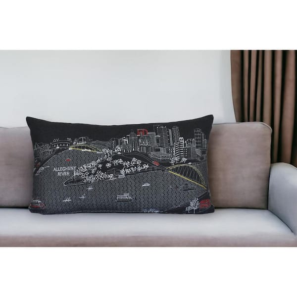 HomeRoots Black, Gray, White Solid Polyester 14 in. x 24 in. Throw Pillow