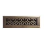 Hampton Bay Classic Scroll 2 In X 10 In Steel Floor Register In Antique Brass E1401 Ab 02x10 The Home Depot
