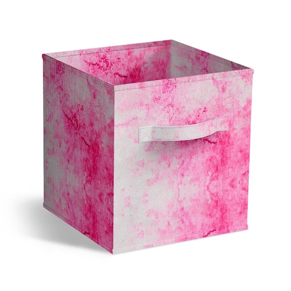 Sorbus Foldable Storage Cubes w/ Handles Pink 10.5 in x 11 in Fabric Decorative Basket (Set of 1) Clothes and Closet Organizer