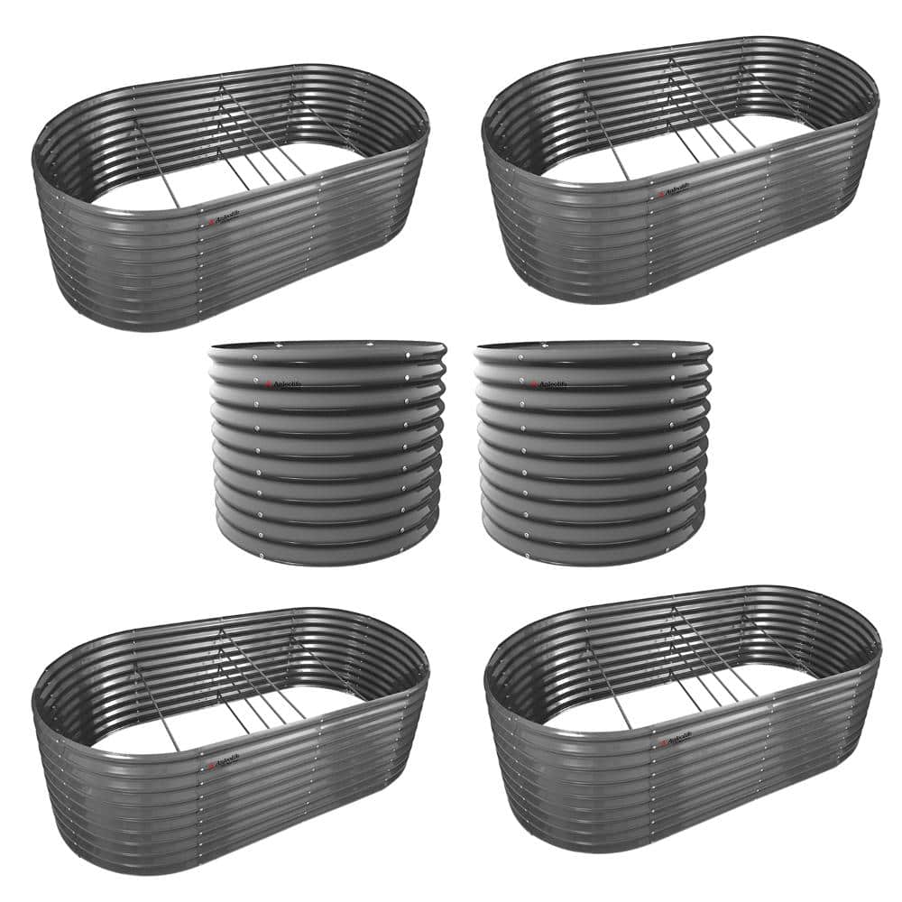 6-Piece Gray Metal Raised Planter Boxes for Flower Planters Vegetables price history on PriceWatchPro