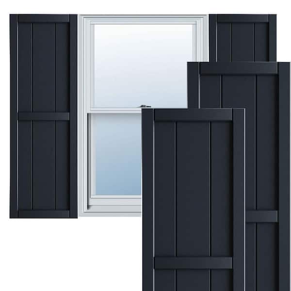 Ekena Millwork 10-3/4 in. x 37 in. True Fit PVC Two Board Framed Board and Batten Shutters Pair in Starless Night Blue