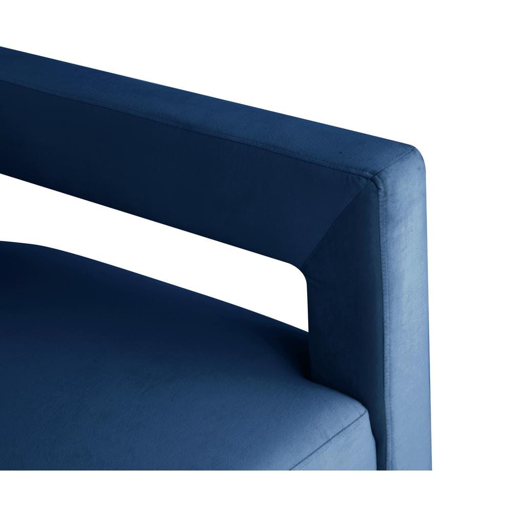 Luxurious Square Arm Blue Velvet Accent Chair
