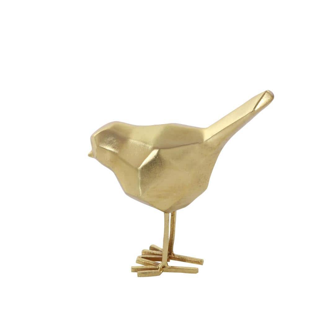 Gold Faceted Resin Bird Sculpture Set, 7" and 8"