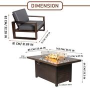 5-Piece Aluminum Patio Conversation Set with Gray Cushions and 55.12 in. Fire Pit Table - 4 Armchair