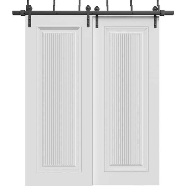 7888 64 in. x 80 in. Sold Core White Enamel Color Wood Sliding Barn Door with Hardware Kit