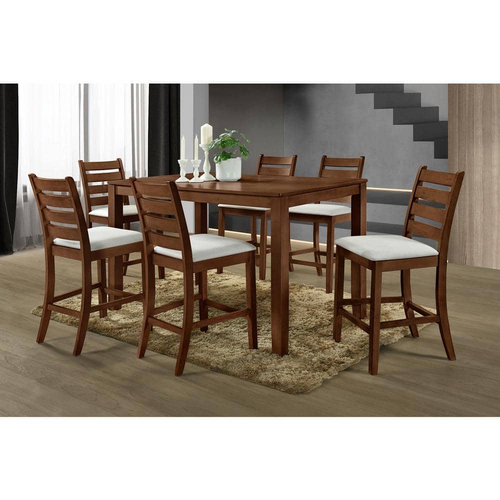 New Classic Furniture Pascal 7-Piece Walnut Wood Top Counter Dining Table Set (Seats-6)