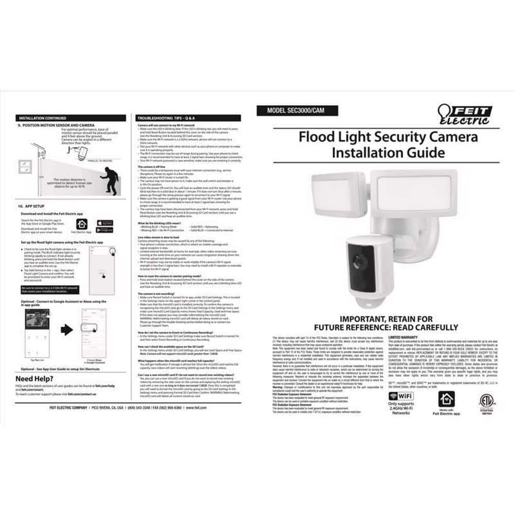 White Wireless LED Smart Security Floodlight with Camera