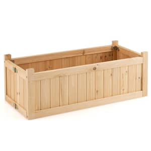 27.5 in. x 12 in. x 8.5 in. Folding Planter Box Fir Wood Raised Garden Bed Outdoor Elevated Planter with Drainage Hole